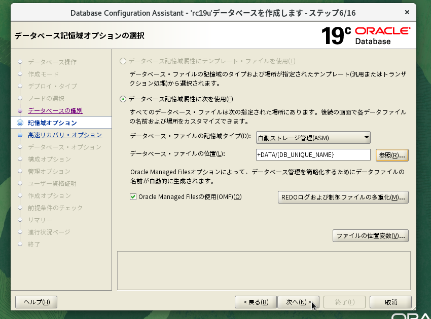 ステップ5 記憶域オプション
