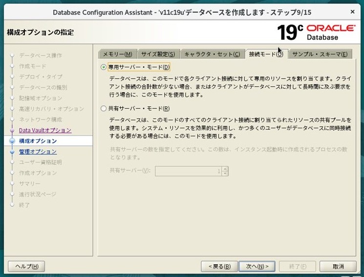ステップ9 - 接続モードタブ（専用サーバー・モード）